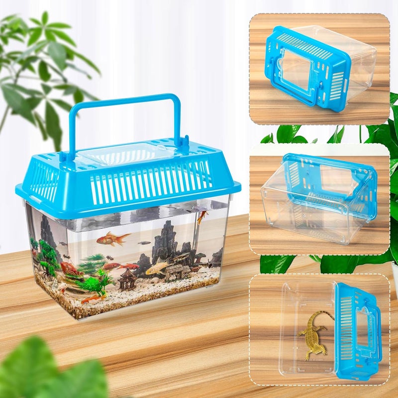 ONLYFU 12Pcs Plastic Reptile Terrariums Carrier Cage, Tarantula Enclosure Snake Breeding Box Hatching Container Transparent Fish Tank Turtle Aquarium with Random Color Lid for Shrimp, S(5.9" x 3.5" x 4.3") - Image 3